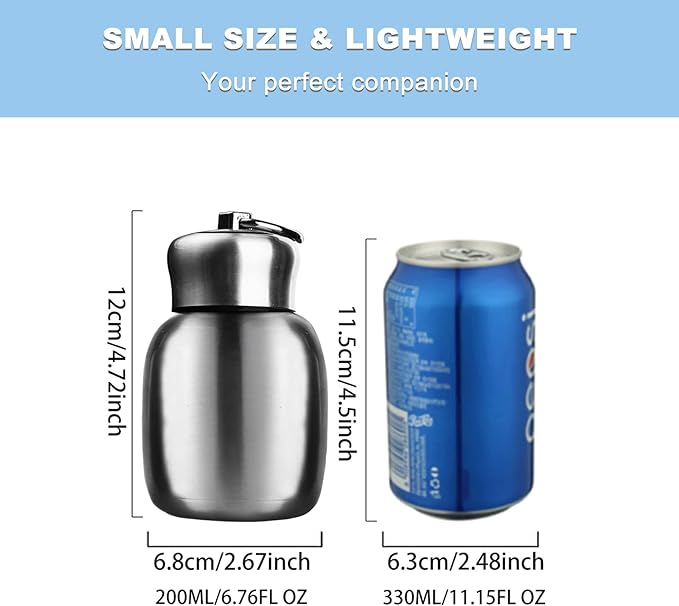 Mini 7 oz Stainless Steel Water Bottle, Portable Small Sports Vacuum Insulated Water Bottle Leak Proof Sport Tumbler Cup Hot and Cold Water Bottle