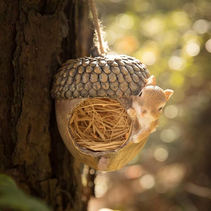 Resin Hand-Painted Acorn Bird House