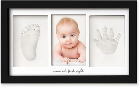 Baby Hand and Footprint Kit - Baby Footprint Kit, Newborn Keepsake Frame, Baby Handprint Kit, Personalized Baby Gifts, Nursery Decor, Baby Shower Gifts for Girls Boys (Onyx Black)