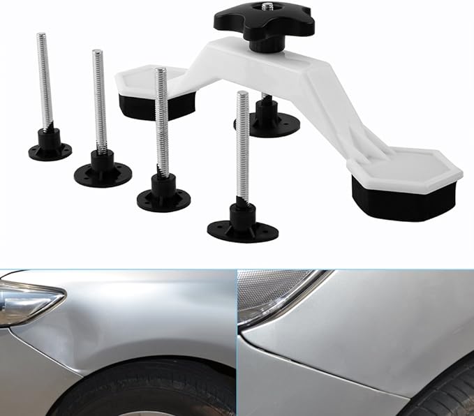 Car Paintless Dent Repair Bridge Puller with 5pcs Glue Tab and Tap Down Pen for Cars Metal Panel Sheet Dent Damage Removal