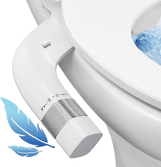 Veken Ultra-Slim Bidet Attachment for Toilet, Non Electric Dual Nozzle (Posterior/Feminine Wash) Hygienic Bidets Existing Toilets Seat, Adjustable Angle Water Pressure, Self Clean, Water Sprayer