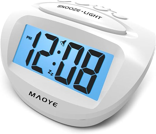 Portable Digital Alarm Clock Blue Backlight