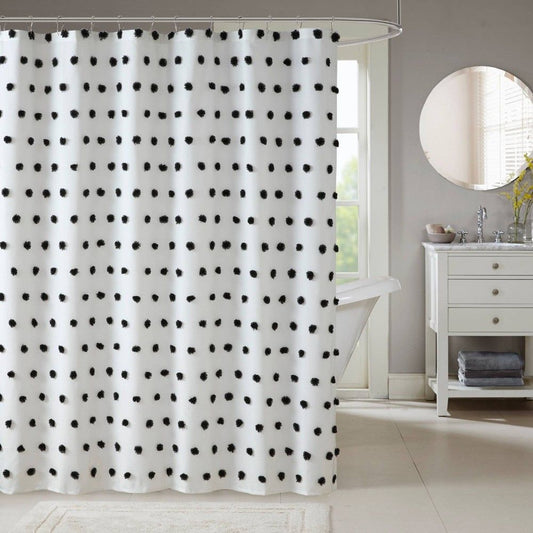 Main Street Shower Curtains Bla-White / Blk : 72" x 72"