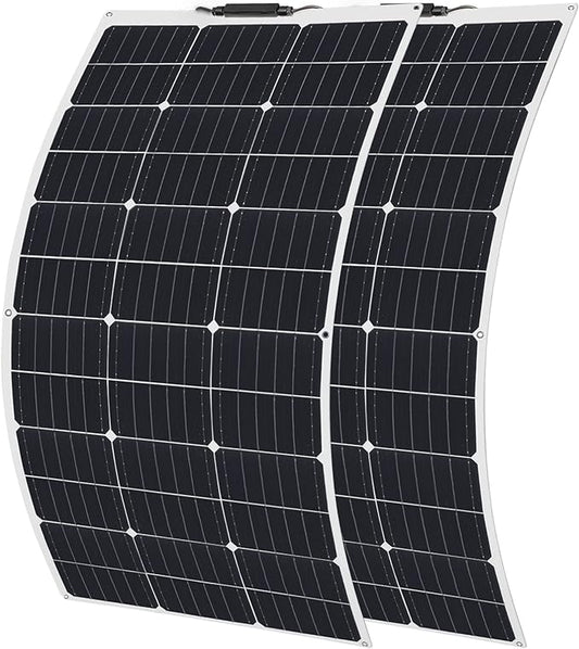 Flexible Solar Panel 200W 12V/24V, 2X100W High Efficiency Monocrystalline Solar Panel Power for RVs,Boat,Caravan(200W Solar Panel)