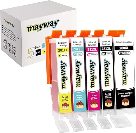 Mayway Compatible Refillable Ink Cartridges 280XL 281XL 280 281 XL, Work with C a K e Printers Pixma TR7520 TR8520 TS6120 TS6220 TS8120 TS8220 TS9120 TS9520 TS9521C TS702 Printer (5 Pack)