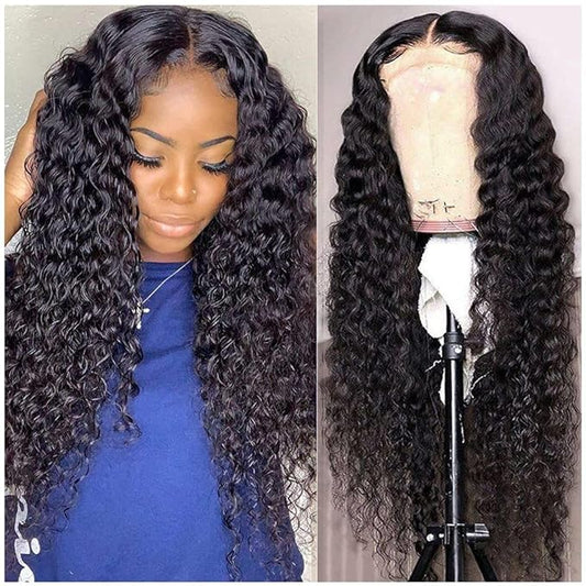 18 Inch Deep Wave Lace Front Wigs Human Hair 4x4 HD Lace Closure Wig