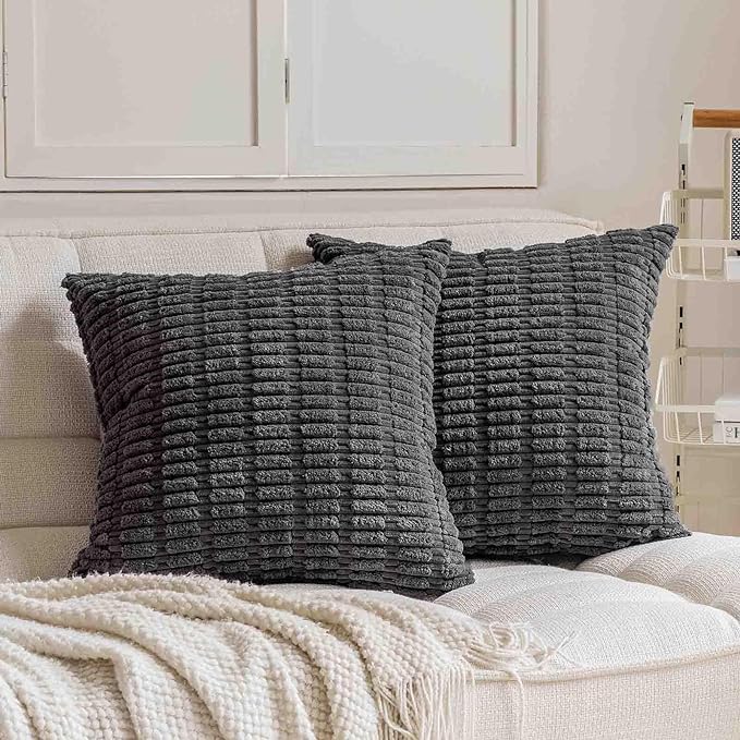 2Pc 24x24" Corduroy Throw Pillow Covers