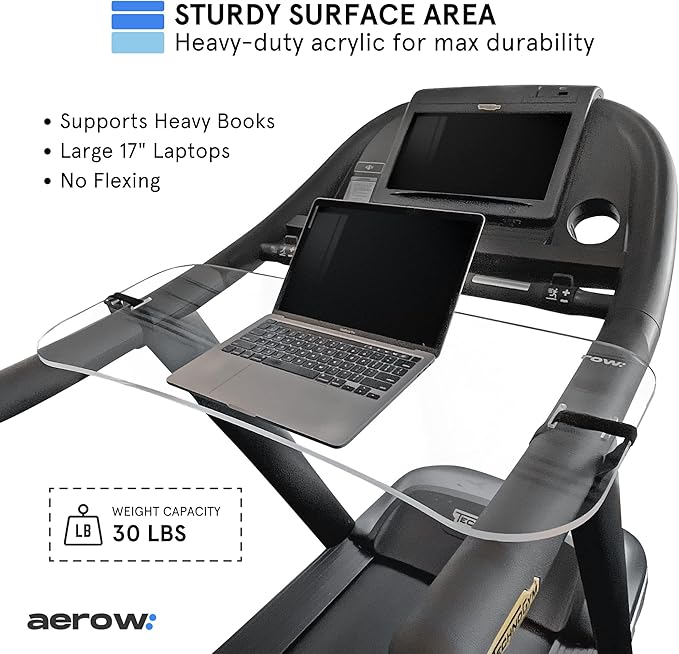 AEROW Treadmill Desk Attachment - Clear Treadmill Laptop Holder - Universal Fit 36" Treadmill Table & Exercise Workstation