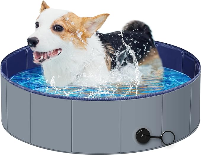 8"x32" Dog Pool for Small Dogs, Plastic Pool for Kids, Dog Tub for Small Dogs, Dog Bathtub Portable, Foldable Pool for Dogs Slip-Resistant