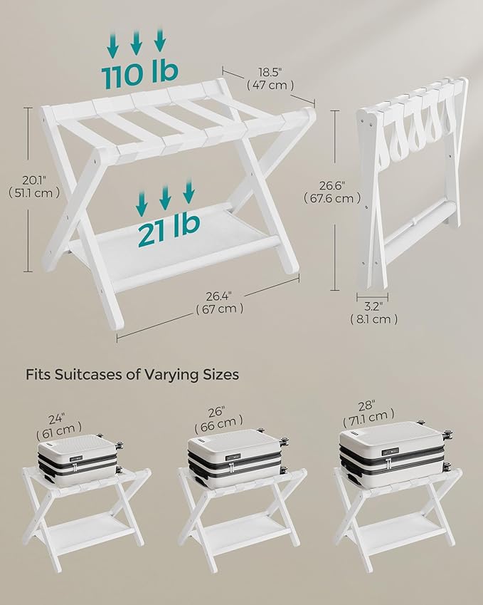 Folding Suitcase Stand with Storage Shelf