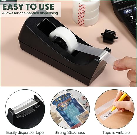 Desktop Tape Dispenser Non Skid Base Tape Dispenser with 4 Roll of Tape