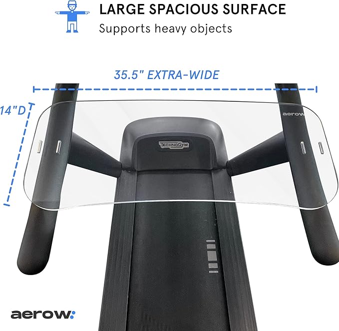 AEROW Treadmill Desk Attachment - Clear Treadmill Laptop Holder - Universal Fit 36" Treadmill Table & Exercise Workstation