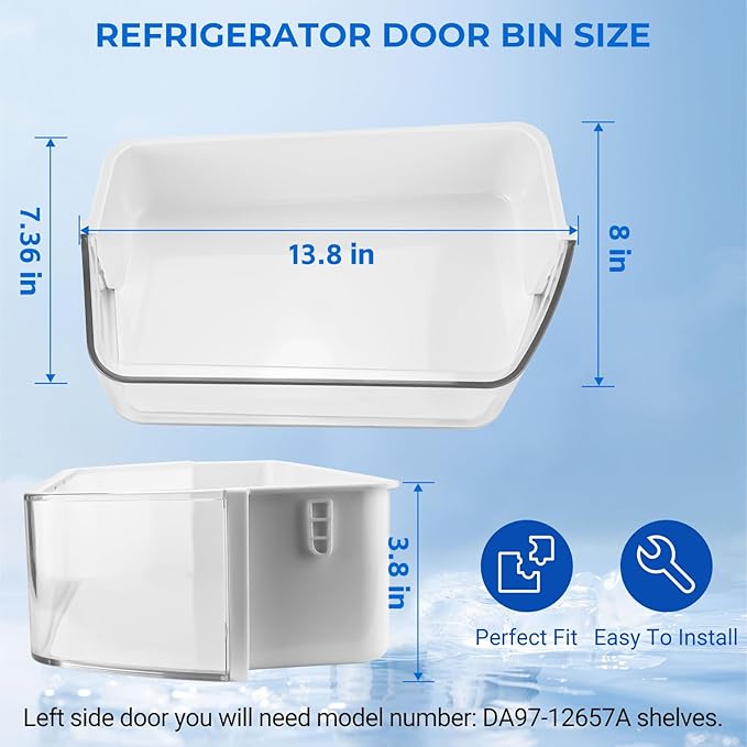 Estante de puerta DA97-12650A para lado derecho de la puerta del refrigerador Samsung, repuesto para Samsung RF260 RF261 RF263, compatible con DA63-06963A, AP5620330, 2692337, estantes para puerta de refrigerador Samsung, 1 paquete 