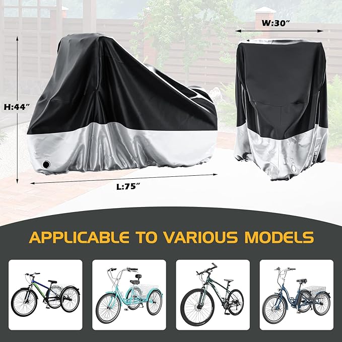 3 Wheeled Bicycle Bike Cover for Outdoor Storage