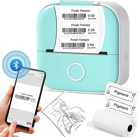 Mini Pocket Printer, 2024 New Label Maker Machine with Tape, Bluetooth Printer Pods Mini Printer Sticky Note Maker for Pictures Photos DIY Scrapbook (Green)