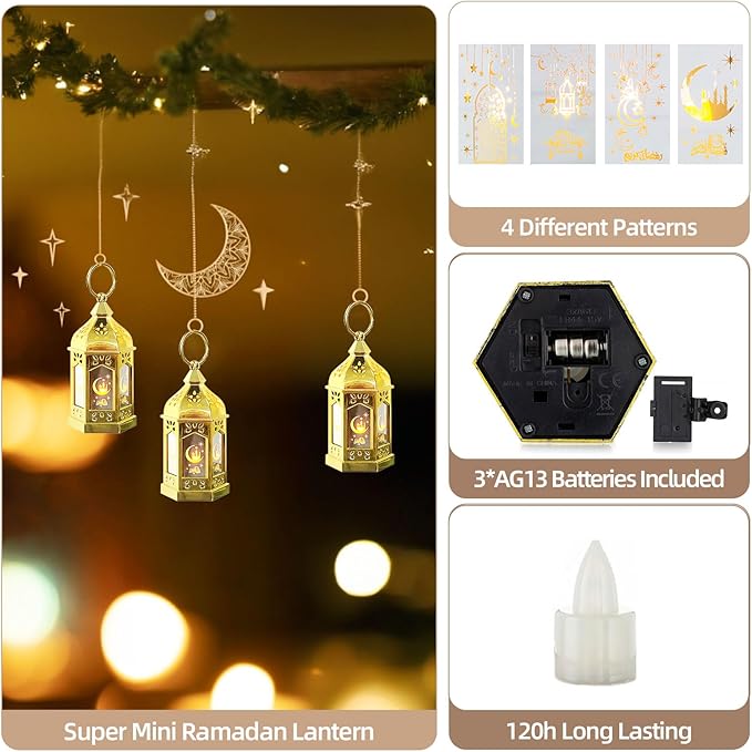 Gold Mini Lanterns Decorative with LED Candle