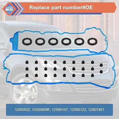 Engine Valve Cover Gasket Set Compatible with Buick Cadillac Chevy GMC Vehicle 2008-2017 LaCrosse Enclave, CTS XTS STS ATS, Impala Traverse Equinox Camaro, Terrain Acadia, Replace#VS50502, VS50808R