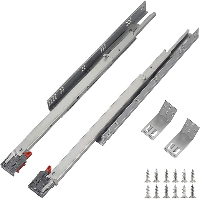 Full Extension Undermount Drawer Slides 18 inch (1 Pair), Soft Close Concealed Drawer Runners, Come with Mounting Screws and Brackets