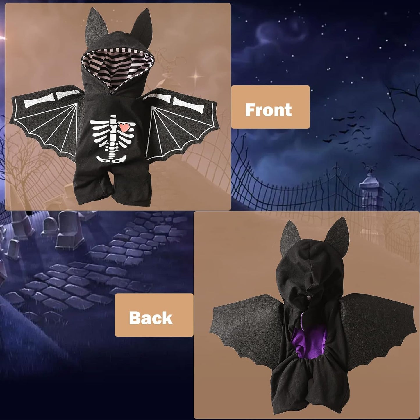 M Dog Bat Costume with Wings