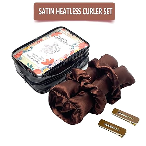 Satin XL Hair Rollers for Overnight Curls - Heatless Jumbo Curling Set With Headband and Rollers to Sleep In