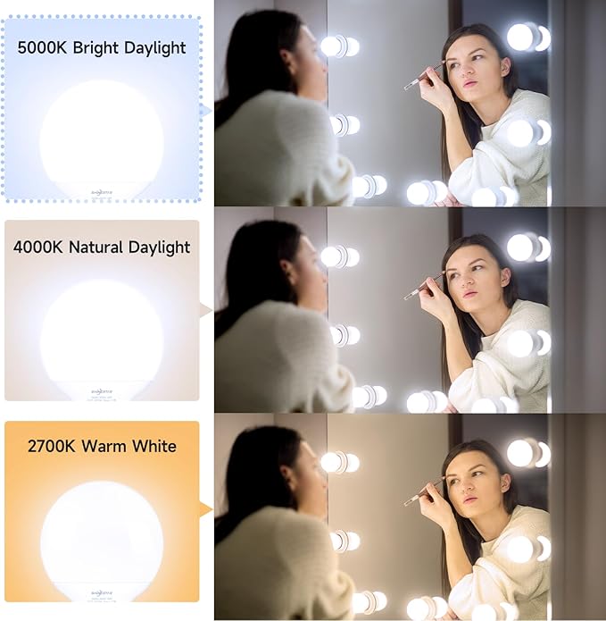 SHINESTAR 8-Pack Vanity Light Bulbs, Daylight 5000K, 60w Equivalent, G25 LED Globe Light Bulbs for Bathroom Mirror, 600LM, E26 Medium Base, Non-dimmable