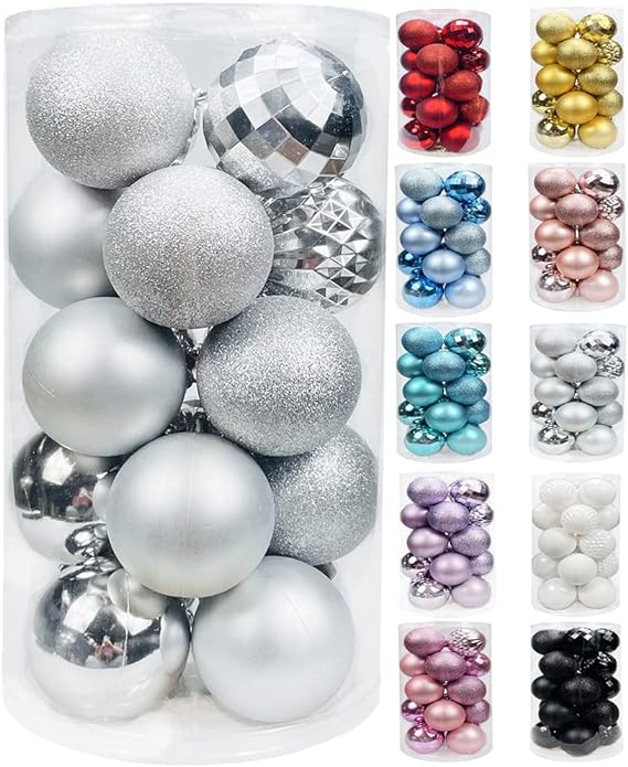 20Pcs Christmas Balls Christmas Tree Ball Silver 3.15"