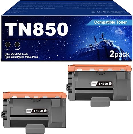 2 Pack TN850 High Yield Toner Cartridges Replacement for Brother TN 850 (2 Pack,Black) for HL-L6200DW L6200DWT L5200DWT L6300DW L5100DN MFC-L5850DW L5900DW L5700DW L5800DW DCP-L5650DN Laser Printer