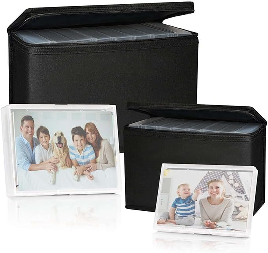 VVM Photo Storage Boxes 4x6 and 5x7, 16 Inner Photo Storage Containers with Lids, Plastic Photo Organizers and Storage, Clear