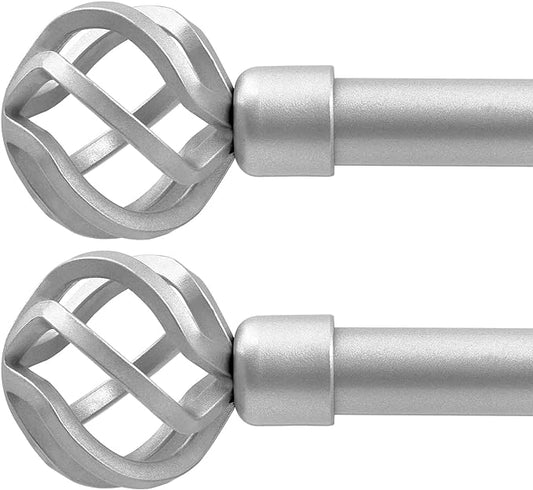 Oneach 2 Pack 28''-48'' Adjustable Curtain Rod 3/4'' Silver