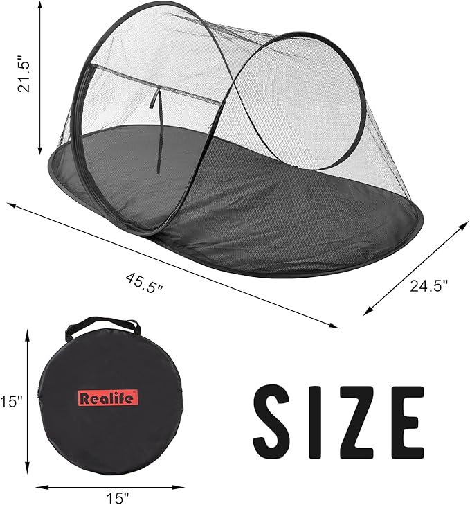 Outdoor Cat Enclosures, Portable Cat Tent for Bearded Dragon, Dogs and Small Animals, Cat Outdoor Tent with Foldable Bag(Black)