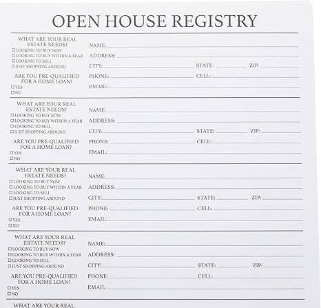 Sign in Book for Open House Visitors, Guest Registry