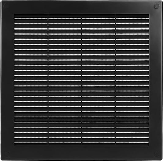 Cubierta de ventilación cuadrada de plástico negro de 10.0 x 10.0 in – Rejilla de retorno de aire HVAC – Pantalla de protección integrada – Intercambio de aire fresco en su hogar
