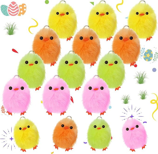 12 Pieces Easter Fur Chicks Fluffy Chenille Chicks Soft Plush Toys Easter Chicks 2.5 Inches Kids DIY Easter Egg Bonnet Decorations Chick Plush Stuffed Animal for Easter Party Favors (Multiple Colors)