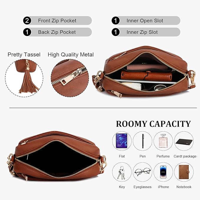 EXSIAR Small Leather Crossbody Purse