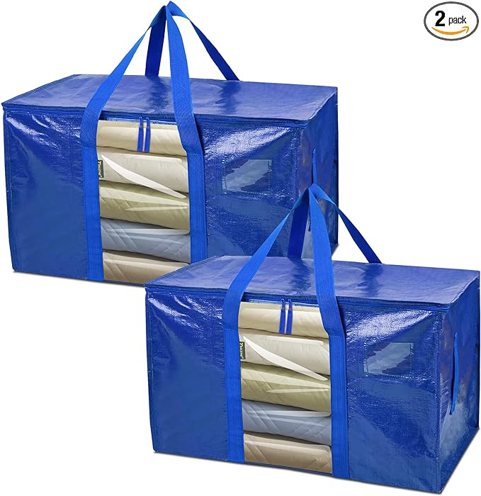 BALEINE 2-Pack Oversized Moving Bags with Reinforced Handles, Heavy-Duty Storage Tote Moving Supplies for Packaging, Camping