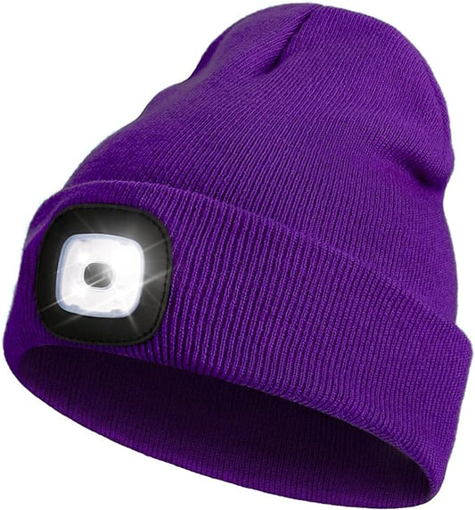 Rechargeable LED Beanie Hat with 4 Lights