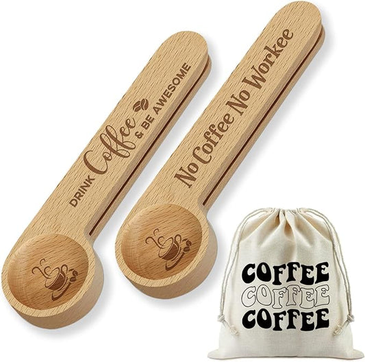 Funny Wooden Coffee Scoop and Seal