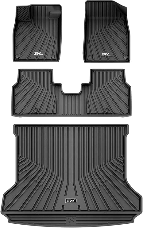 3W Floor Mats & Cargo Liner Fit for Volkswagen ID.4 2021-2024, All Weather ID4 Accessories Custom Fit Floor Liner 1st, 2nd Row and Trunk Mat Full Set for Volkswagen ID4, Black