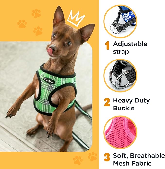 M Bark Appeal Black Step-in Dog Harness for Small-Medium Pets – Updated Sizing, Re-Measuring is Essential – Soft Vest Harness – Anti-Choke with Adjustable Strap & Heavy Duty Clip