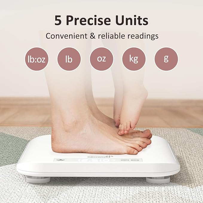 Baby Scale, Multifunctional Baby Weight Scale, Pet Scale for Puppy, Cat, Adult Scale Up to 330lbs, Accurate Digital Scale with Hold Function, 27-inch Height Measurement, 5 Units, LED Screen