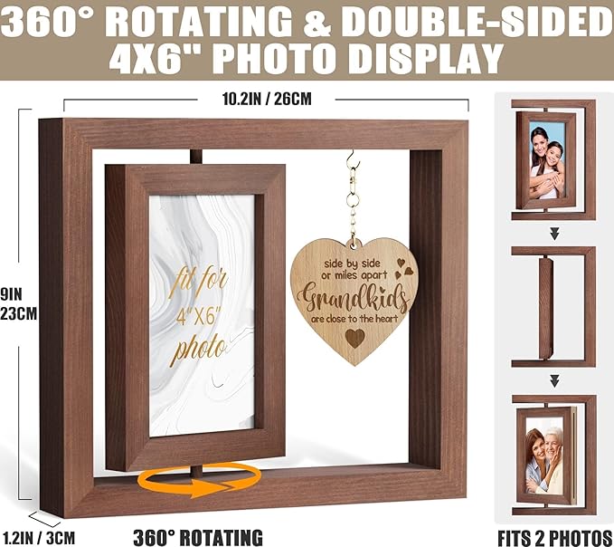 Rotating Picture Frame for 4x6 Photo Grandma