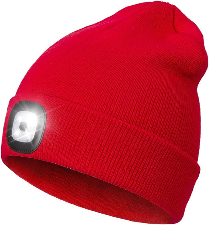 Rechargeable LED Beanie Hat with 4 Lights