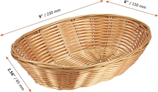 2 Pc Handwoven Oval Plastic Basket