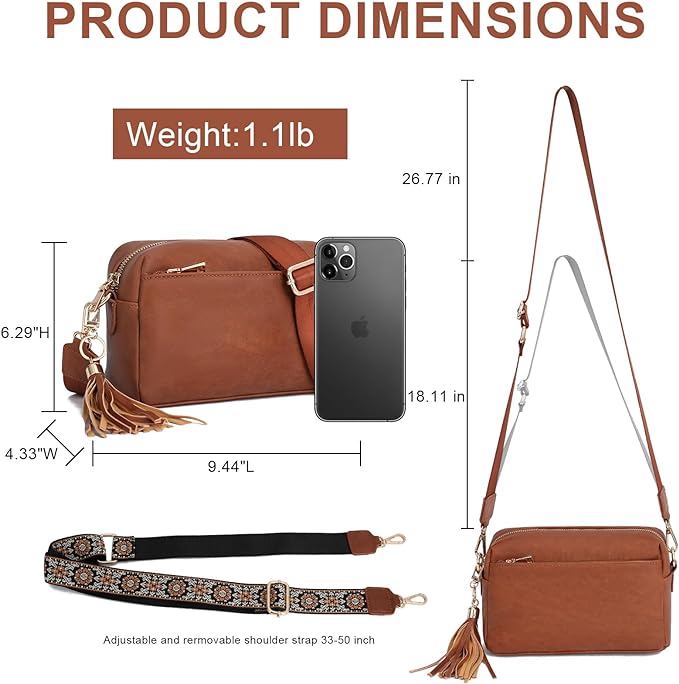 EXSIAR Small Leather Crossbody Purse