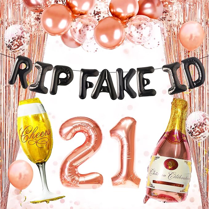 Finally 21 Rip Fake ID Birthday Party Decoration