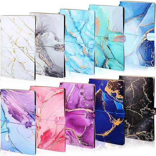 Marble Leather Journals Gifts Bulk Lined Paper Pocket Notepads for Christmas Birthday Gifts PU Leather Cover Notebooks for Writing Office School Home Business