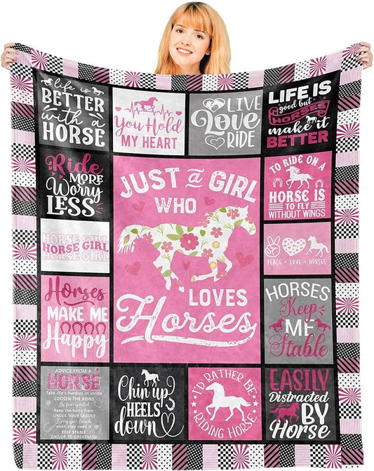 Just A Girl Who Loves Horses Blanket 60x50"