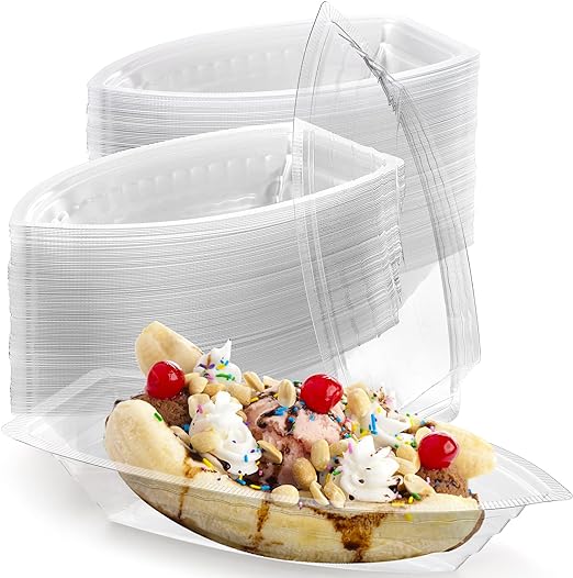 Disposable Plastic Food Boats with Sporks, 100 approx.