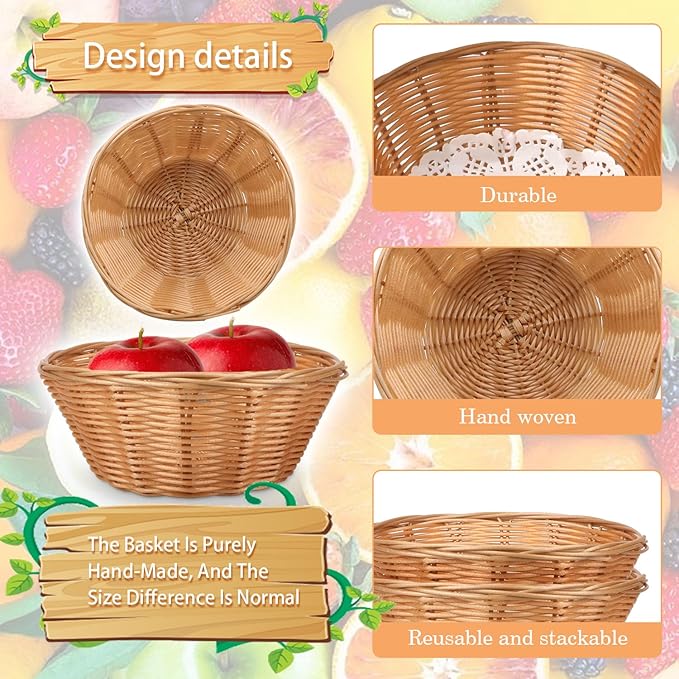 2 Pc Small Round Plastic Bread Basket