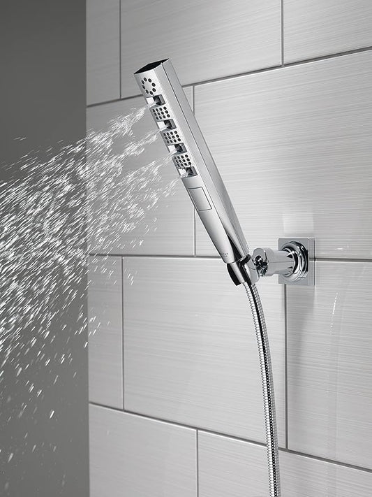 Delta Faucet Tetra H2Okinetic Hand Held Shower with Hose, Chrome Handheld Shower Head, Hand Shower, Handheld Shower, Detachable Shower Head, Lumicoat Chrome 55140-PR